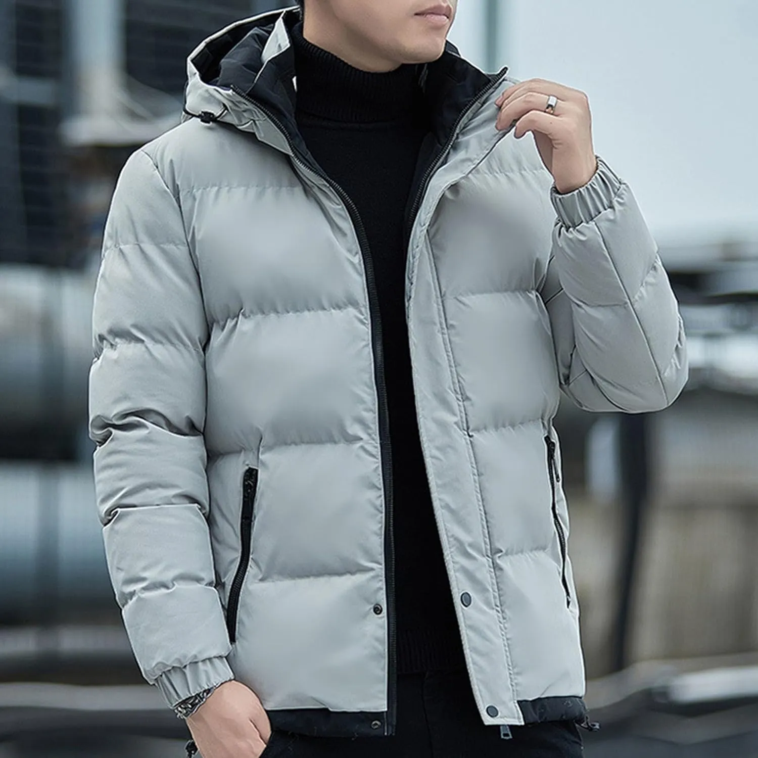 JEShifangjiusu Men Puffer Jacket Waterproof Winter Parka Jacket Warm Thicken Ski Coat Cotton Down Jackets Outerwear With Hood