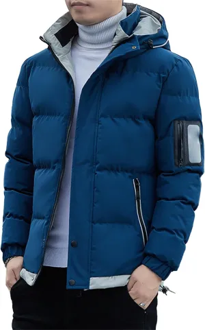 JEShifangjiusu Men Puffer Jacket Waterproof Winter Parka Jacket Warm Thicken Ski Coat Cotton Down Jackets Outerwear With Hood
