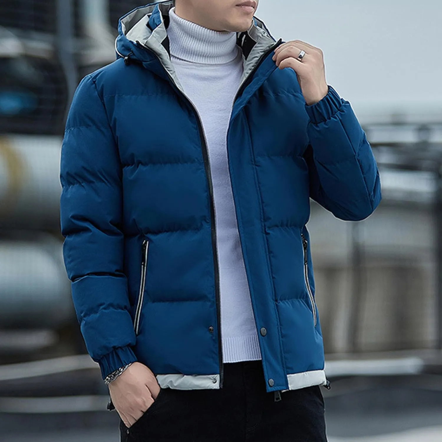 JEShifangjiusu Men Puffer Jacket Waterproof Winter Parka Jacket Warm Thicken Ski Coat Cotton Down Jackets Outerwear With Hood