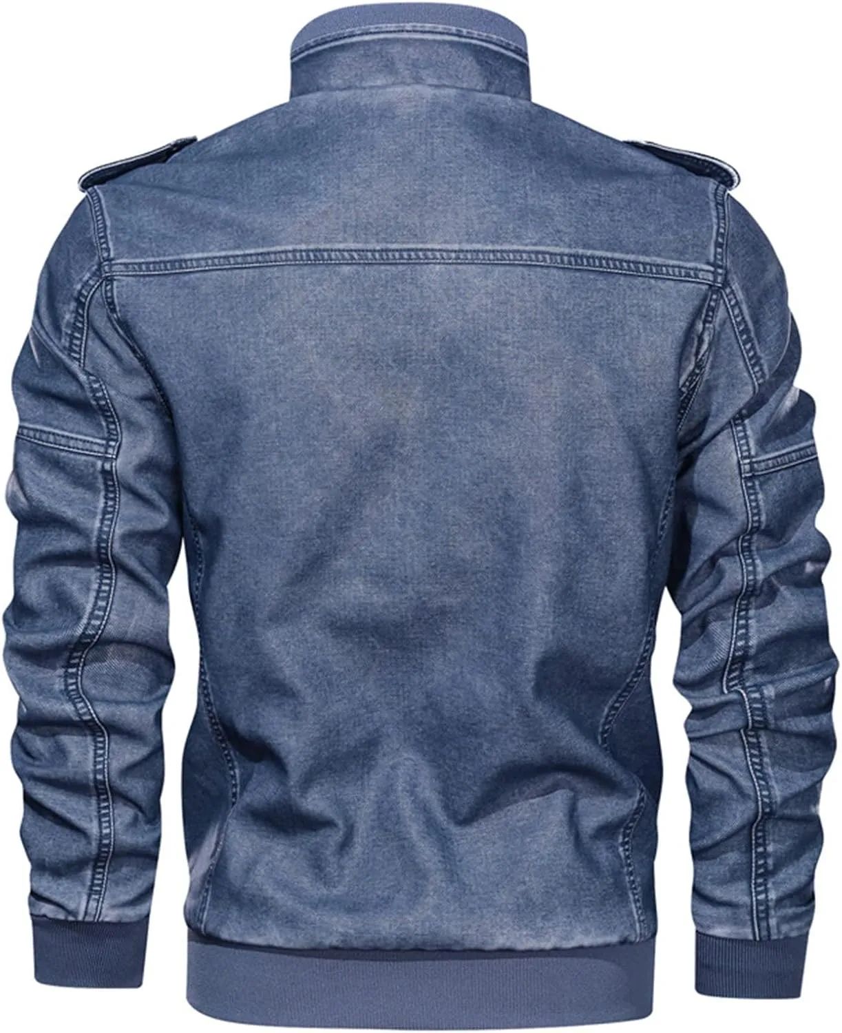 JEShifangjiusu Men'S Distressed Denim Jackets Classic Full Zipper Trucker Jean Coat Vintage Long Sleeve Jackets Outerwear