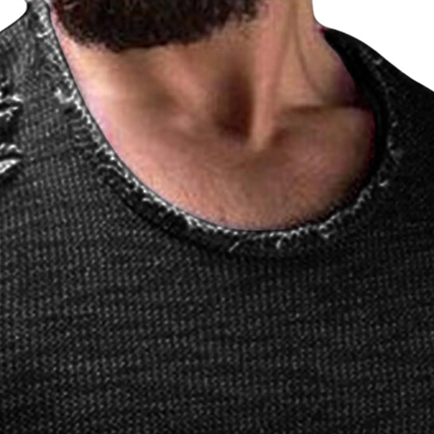 JEsilunmaMY Men's Casual Distressed Ripped T-Shirts Short Sleeve Crewneck Hip Hop Hole Tees Solid Color Workout Gym Shirts