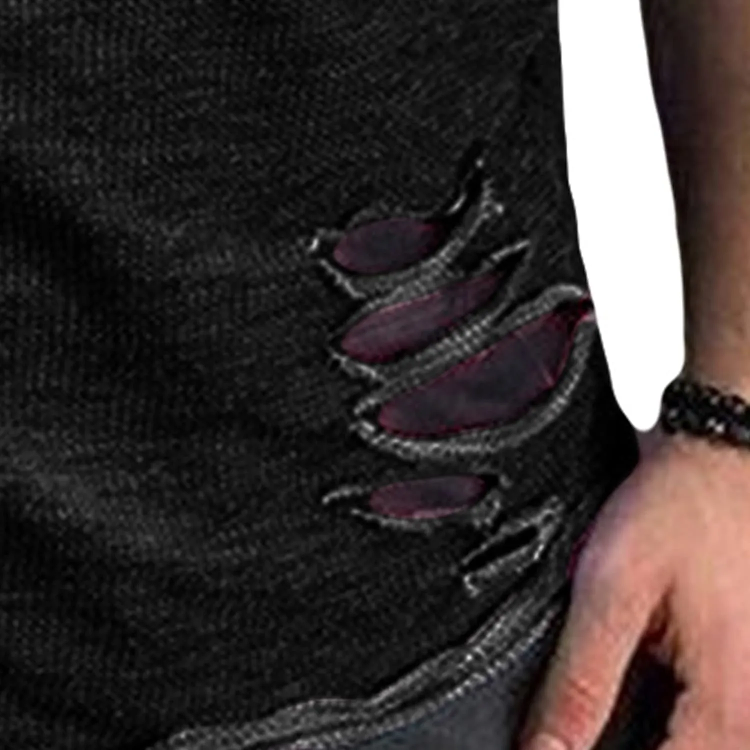 JEsilunmaMY Men's Casual Distressed Ripped T-Shirts Short Sleeve Crewneck Hip Hop Hole Tees Solid Color Workout Gym Shirts