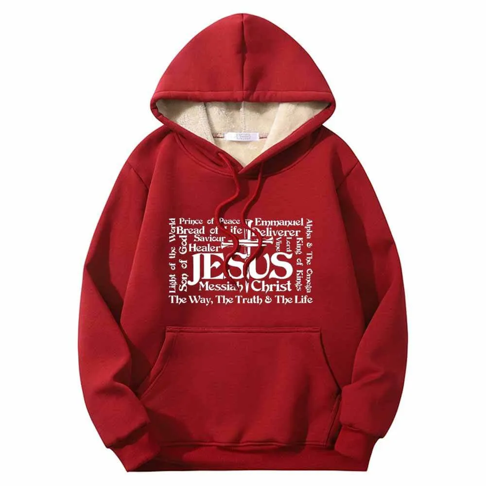 Jesus Cross Christian Warm Fleece Sherpa Lined Hoodie