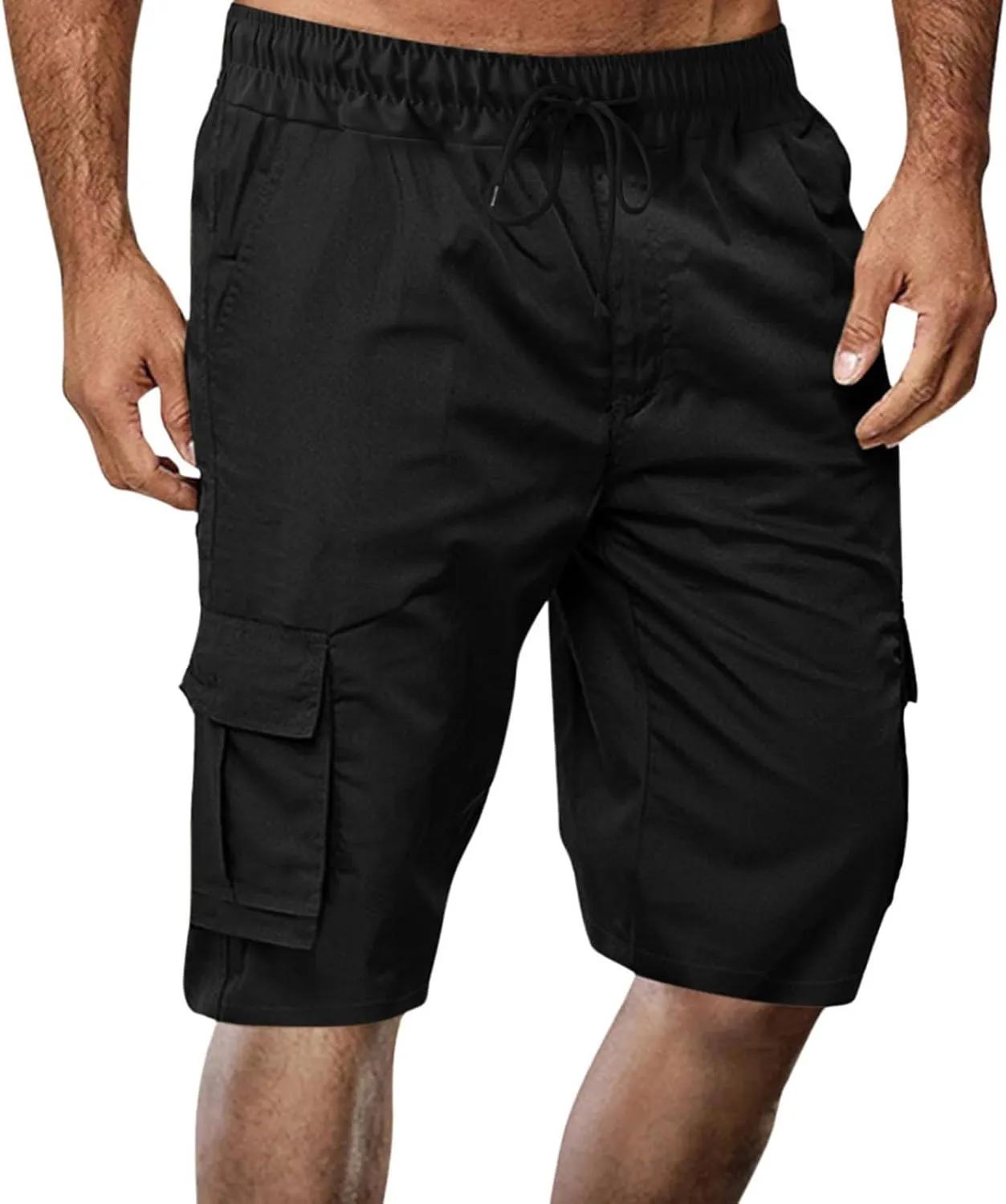JIEMUXIU Cargo Shorts for Men Casual Cargo Shorts with Pockets Summer Lightweight Hiking Shorts Elastic Drawstring Shorts