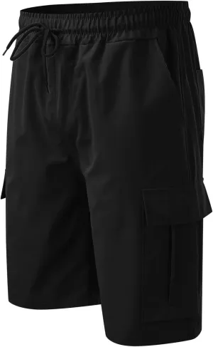 JIEMUXIU Cargo Shorts for Men Casual Cargo Shorts with Pockets Summer Lightweight Hiking Shorts Elastic Drawstring Shorts