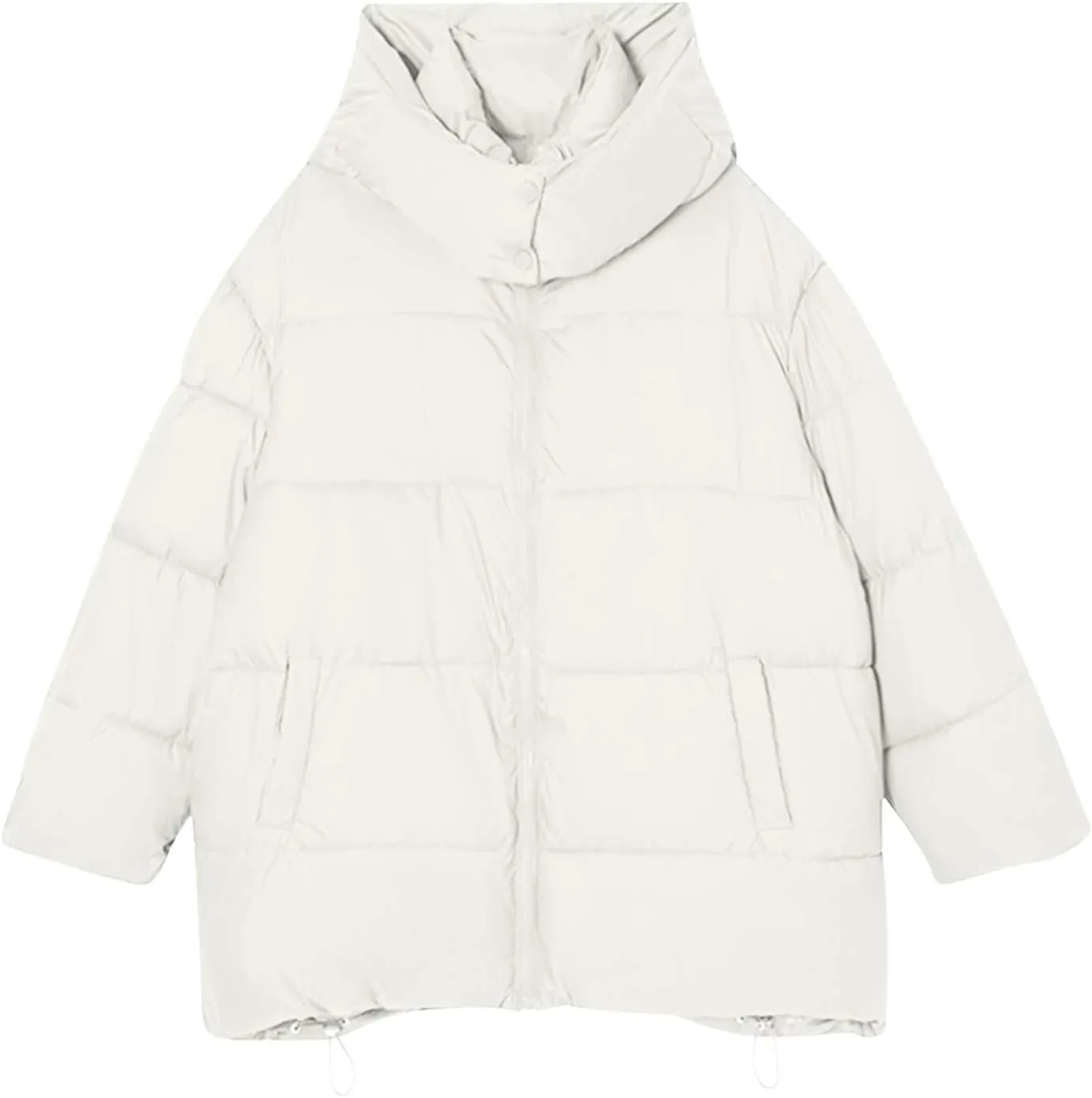 JOAU Women's Winter Hooded Long Quilted Puffer Coats Zip Up Stand Collar Padded Puffy Down Jackets Outerwear with Pockets