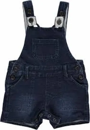 Jonty Navy Denim Effect Boys Shortie Overalls - Select Size
