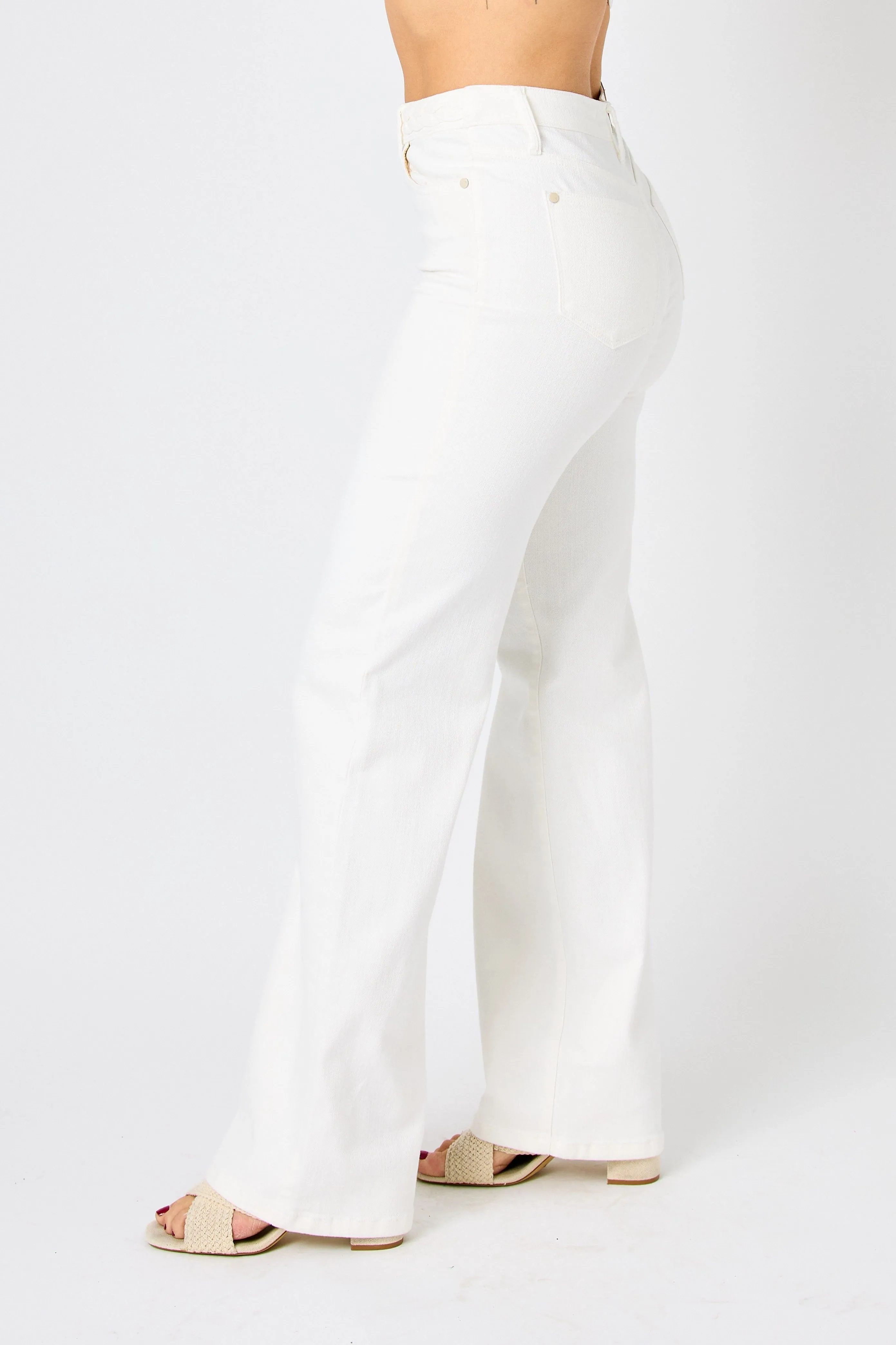 Judy Blue High Waist Braided Waistband Wide Leg Jeans 88781