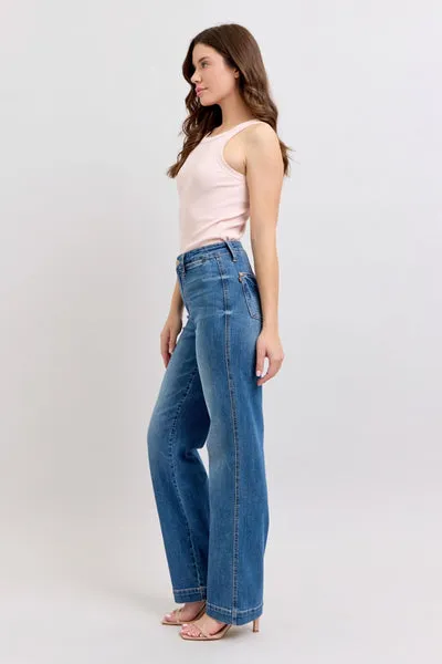 Judy Blue High Waist Contrast Thread Straight Leg Jeans 88596
