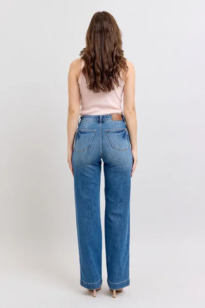 Judy Blue High Waist Contrast Thread Straight Leg Jeans 88596