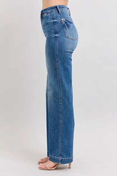 Judy Blue High Waist Contrast Thread Straight Leg Jeans 88596
