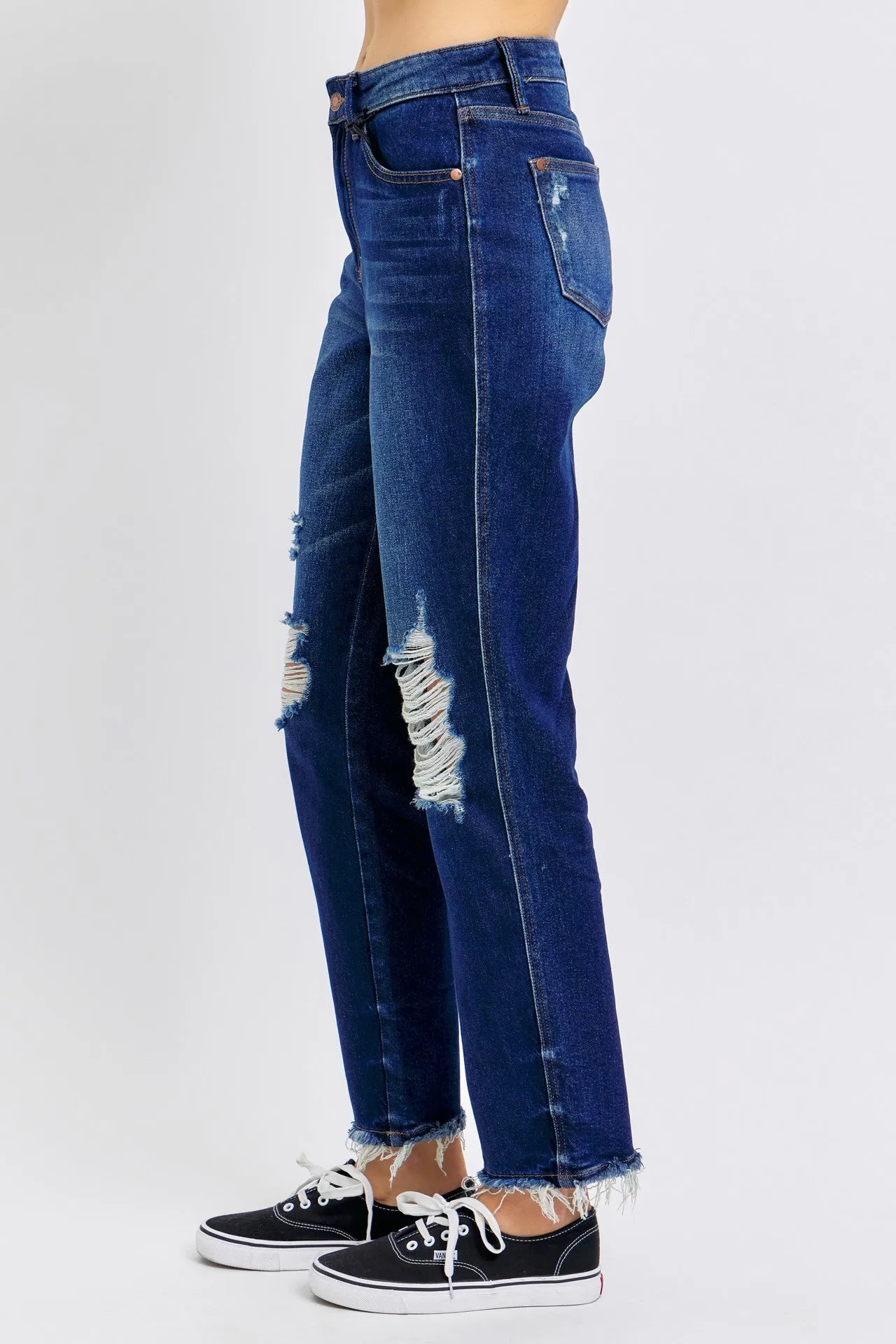 Judy Blue High Waisted Rigid Magic Heavy Destroy Straight 88819