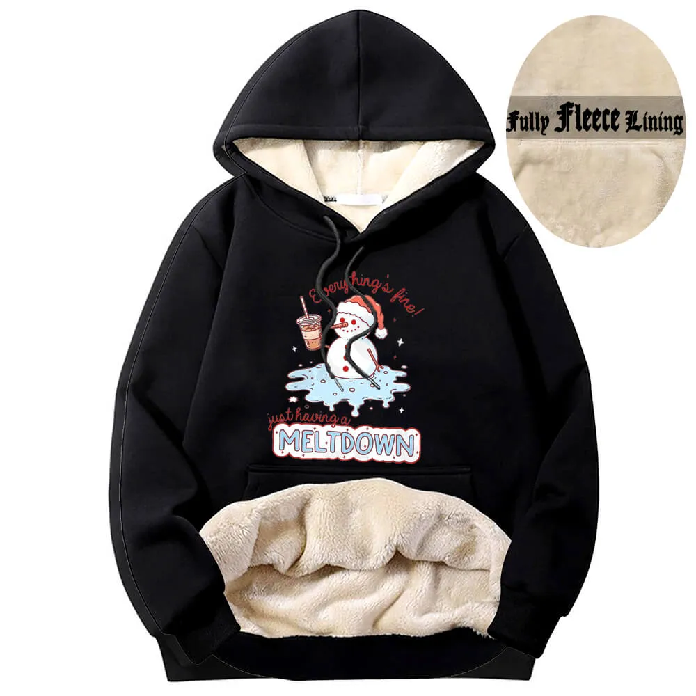 Just Having A Meltdown Snowman Fleece Sherpa Hoodie