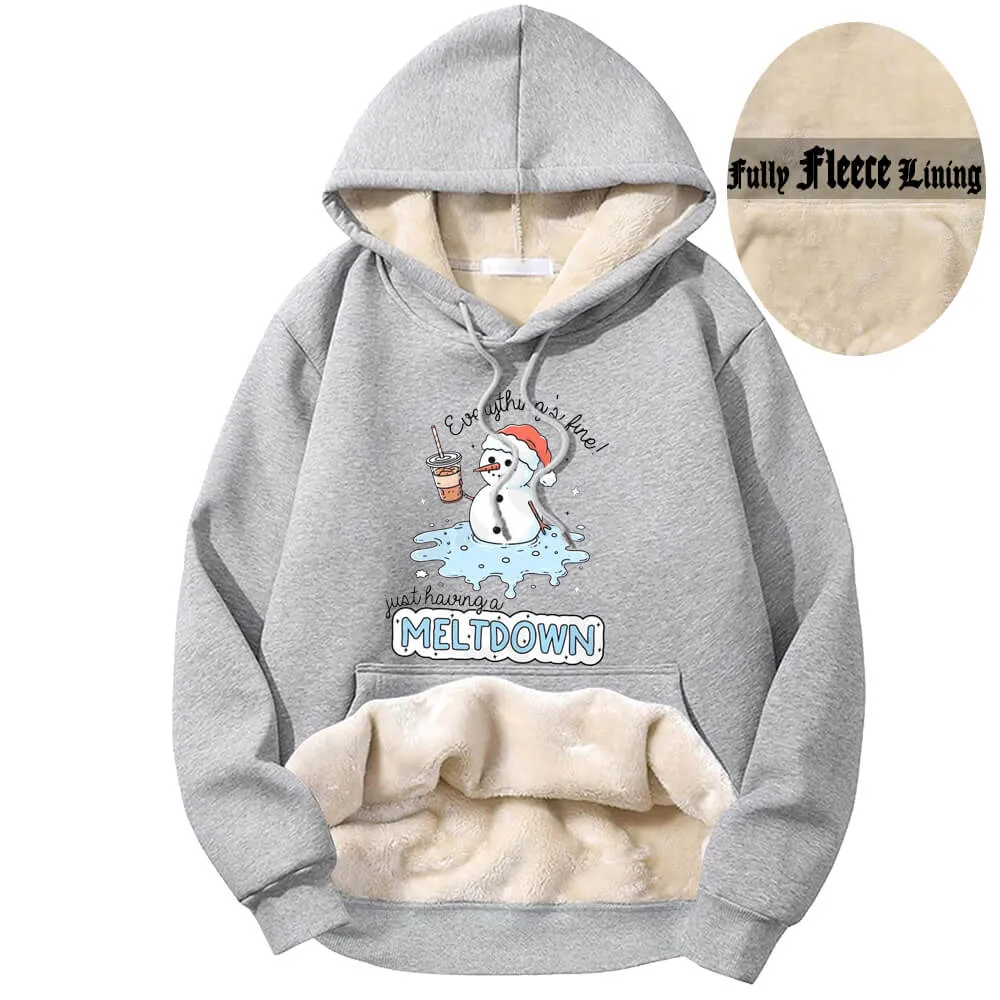 Just Having A Meltdown Snowman Fleece Sherpa Hoodie