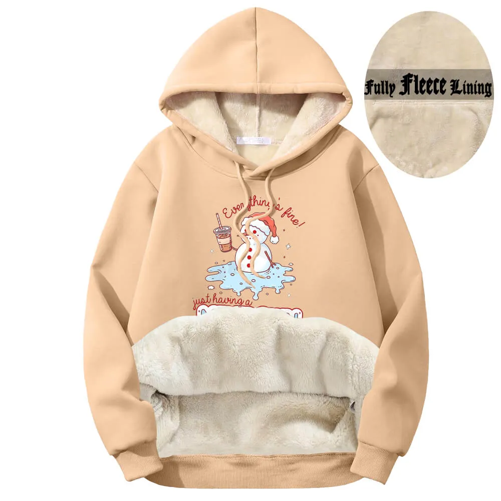 Just Having A Meltdown Snowman Fleece Sherpa Hoodie