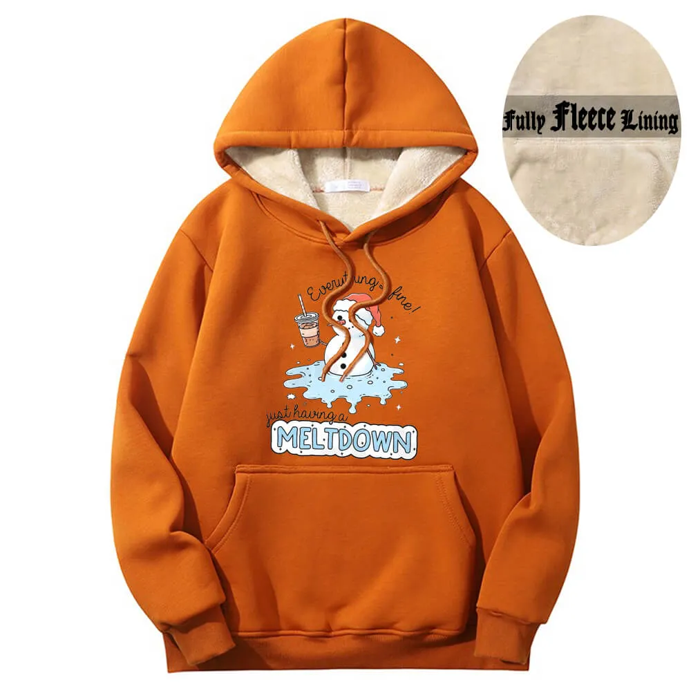 Just Having A Meltdown Snowman Fleece Sherpa Hoodie