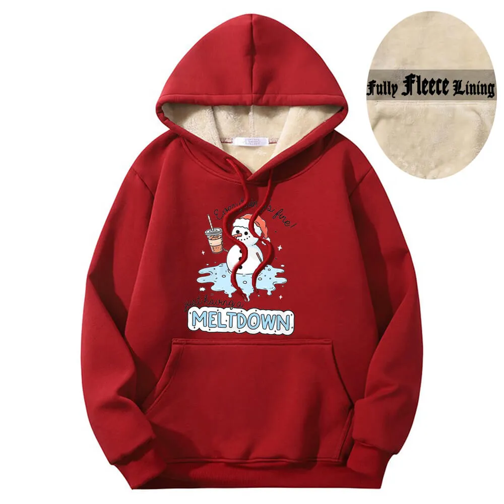 Just Having A Meltdown Snowman Fleece Sherpa Hoodie