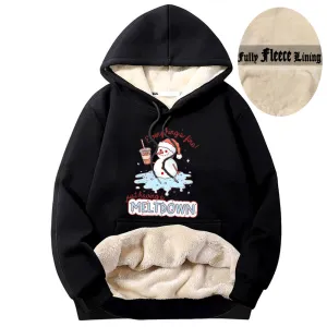 Just Having A Meltdown Snowman Fleece Sherpa Hoodie