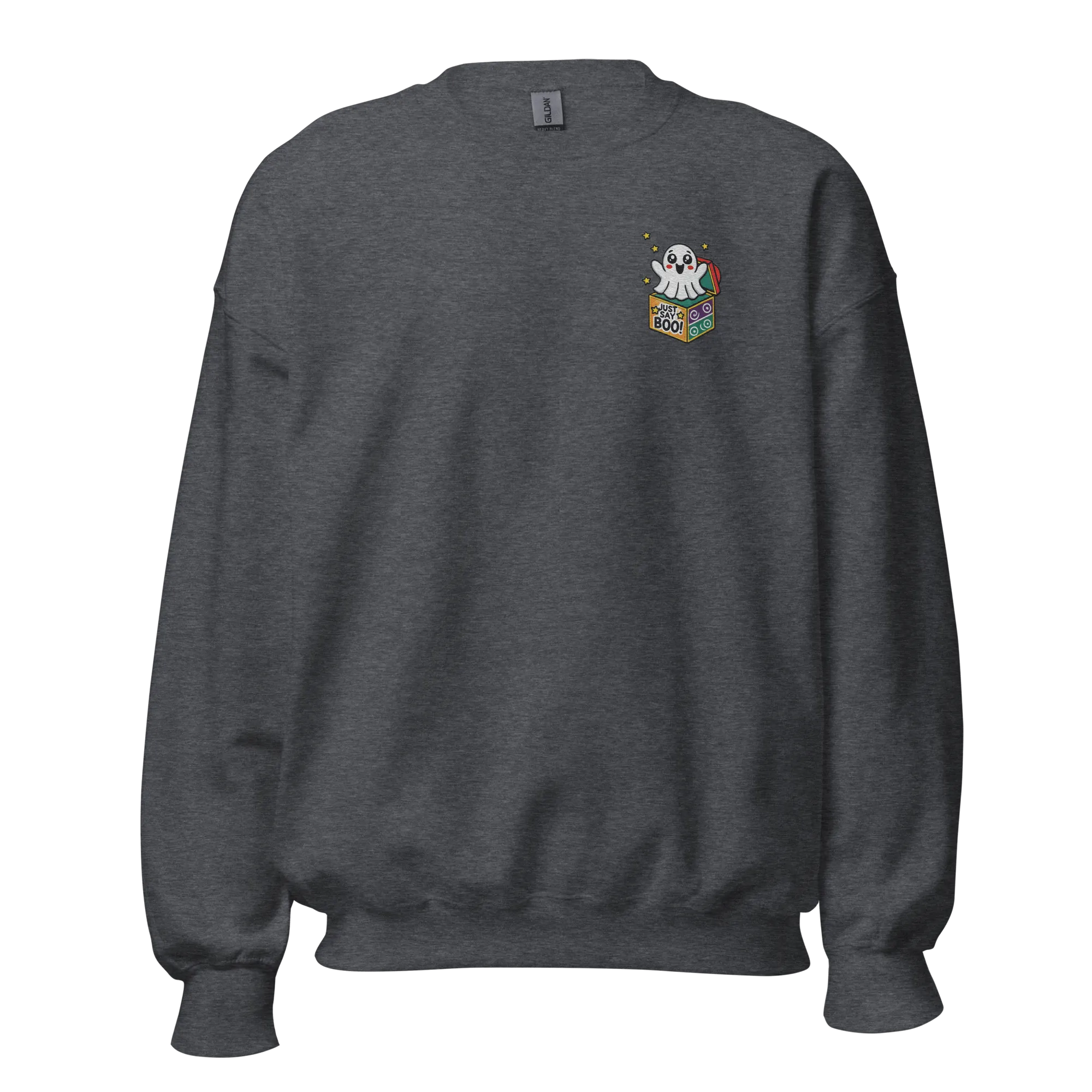 Just Say Boo - Halloween Sweatshirt - Cute Ghost Halloween Sweatshirt