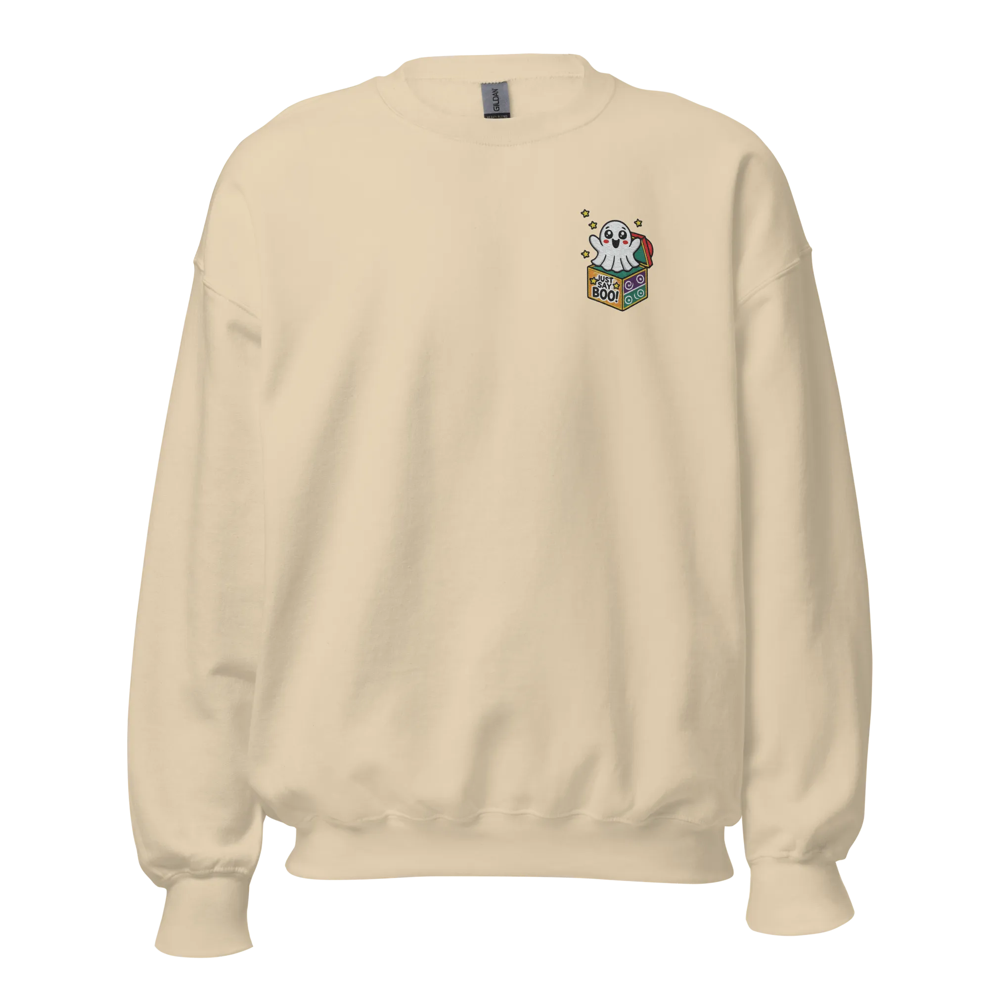 Just Say Boo - Halloween Sweatshirt - Cute Ghost Halloween Sweatshirt