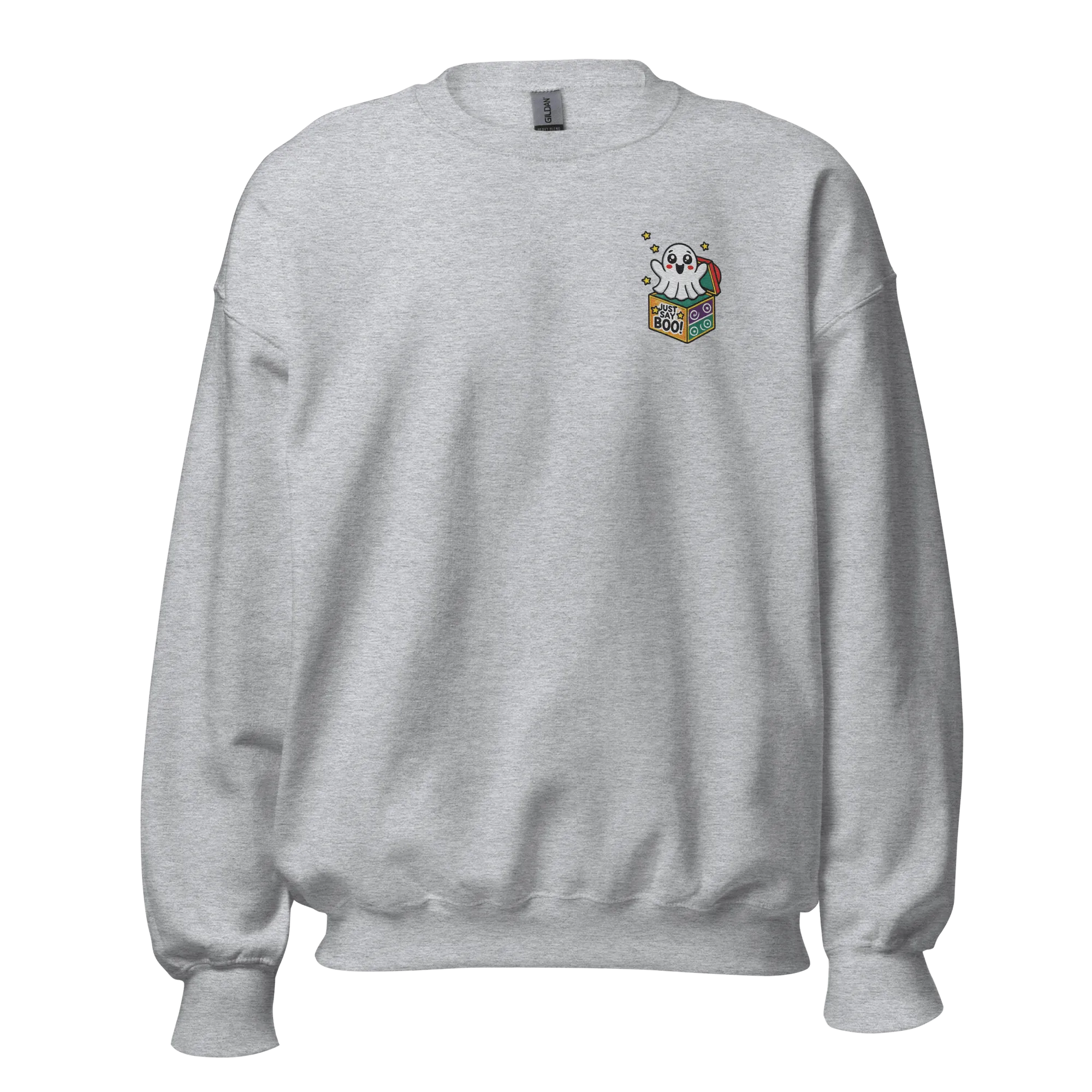 Just Say Boo - Halloween Sweatshirt - Cute Ghost Halloween Sweatshirt