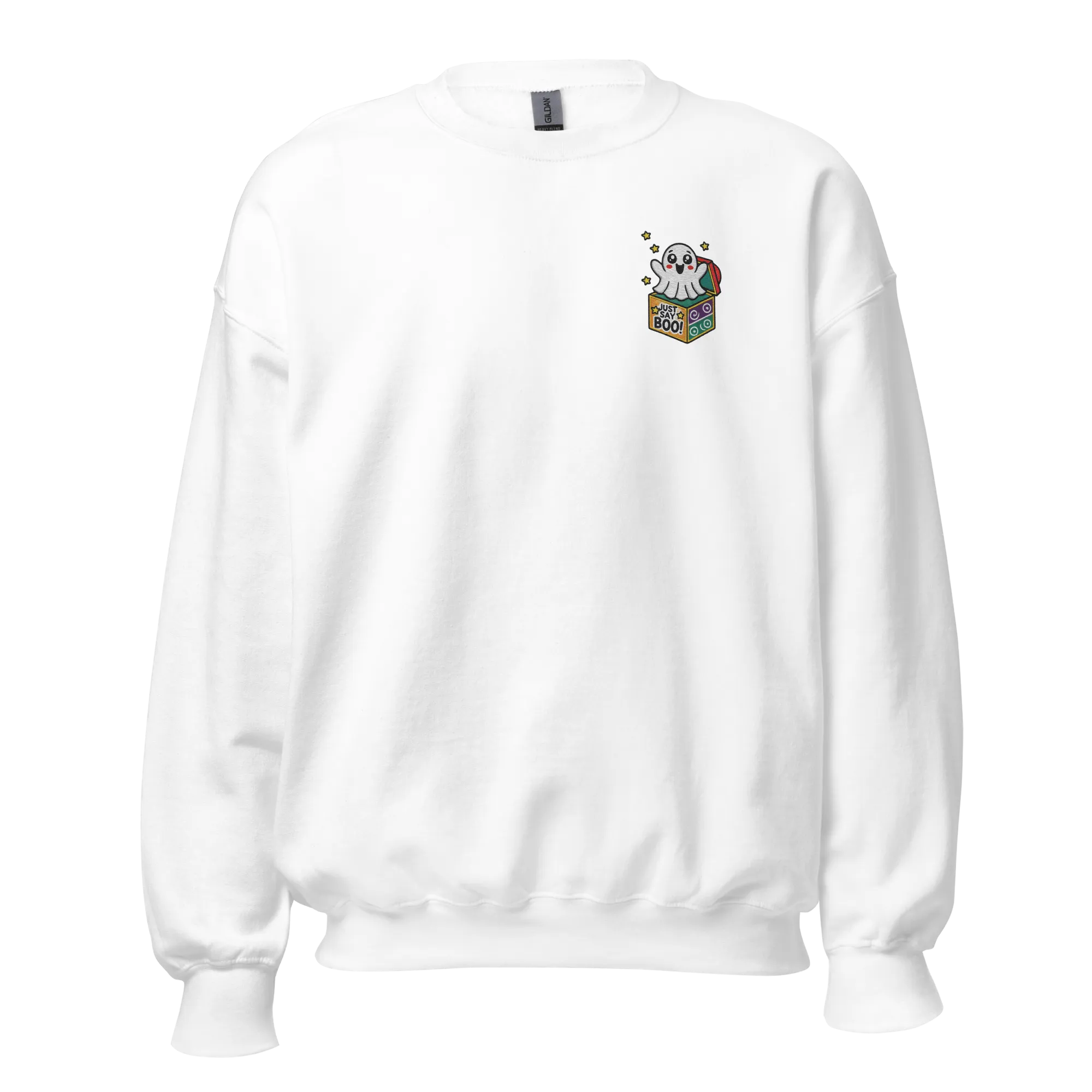 Just Say Boo - Halloween Sweatshirt - Cute Ghost Halloween Sweatshirt