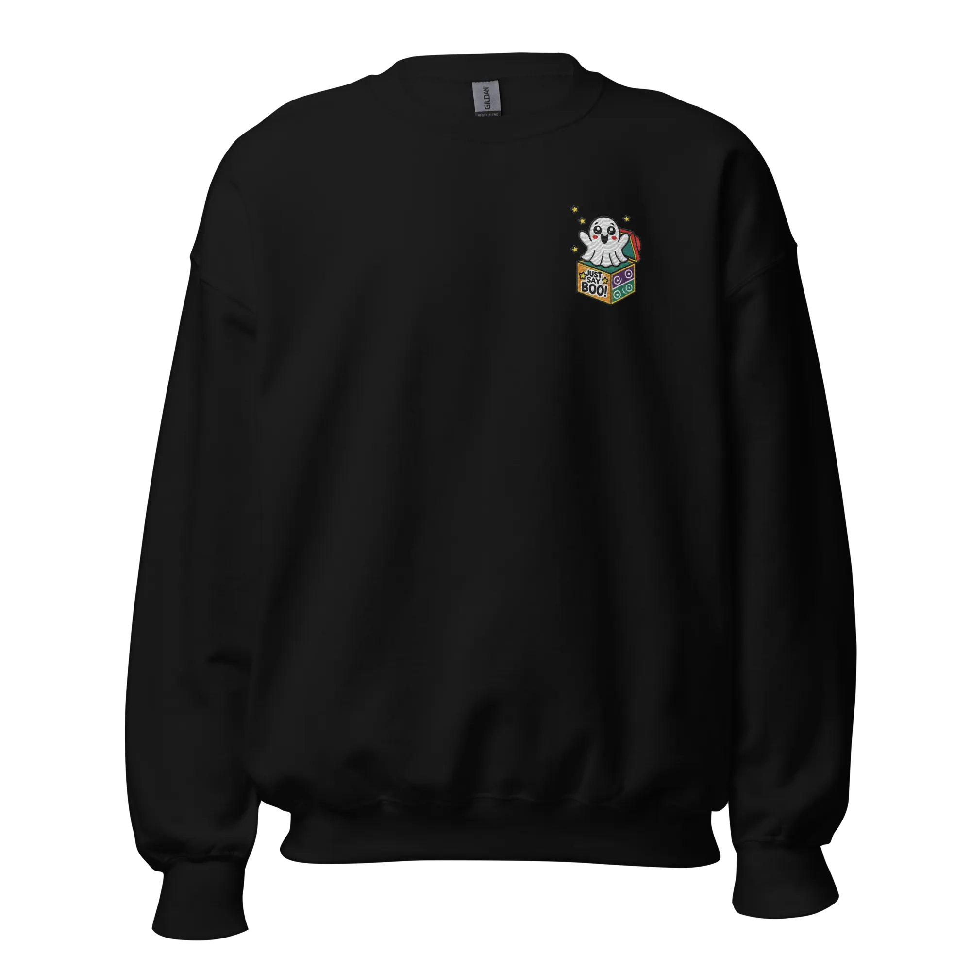 Just Say Boo - Halloween Sweatshirt - Cute Ghost Halloween Sweatshirt