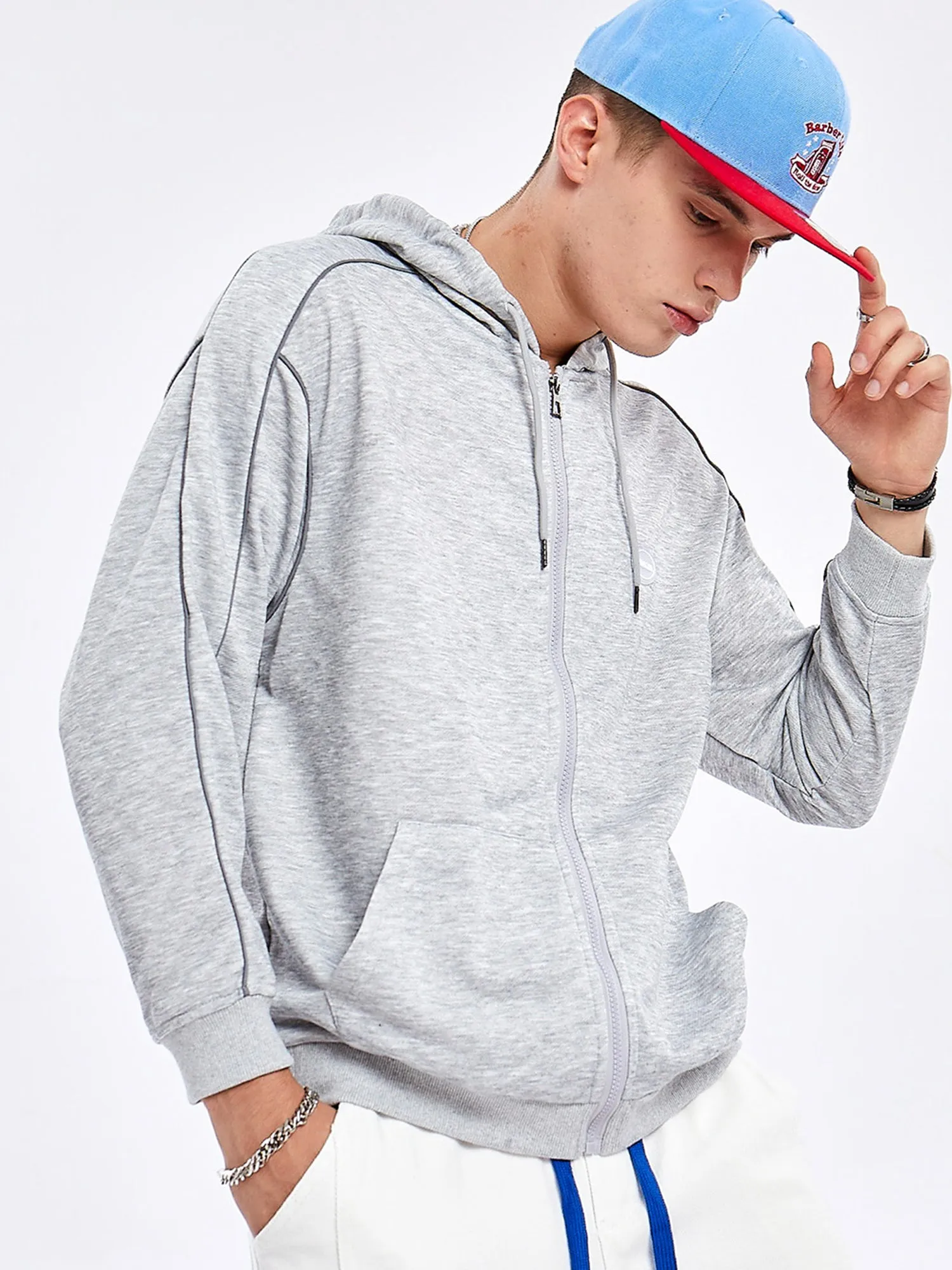 JUSTNOTAG Plain Cotton Hooded Zip-up Hoodies