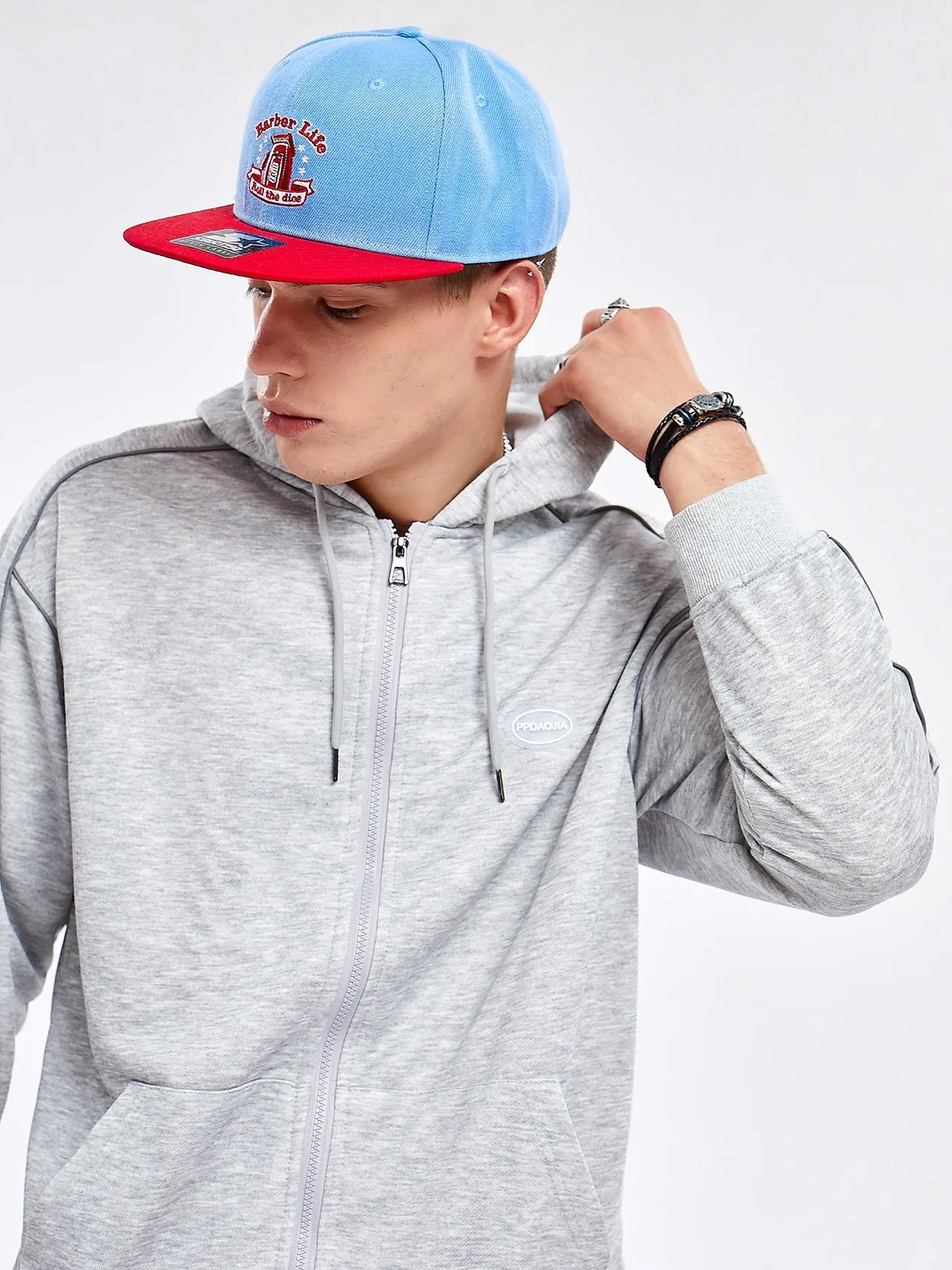 JUSTNOTAG Plain Cotton Hooded Zip-up Hoodies
