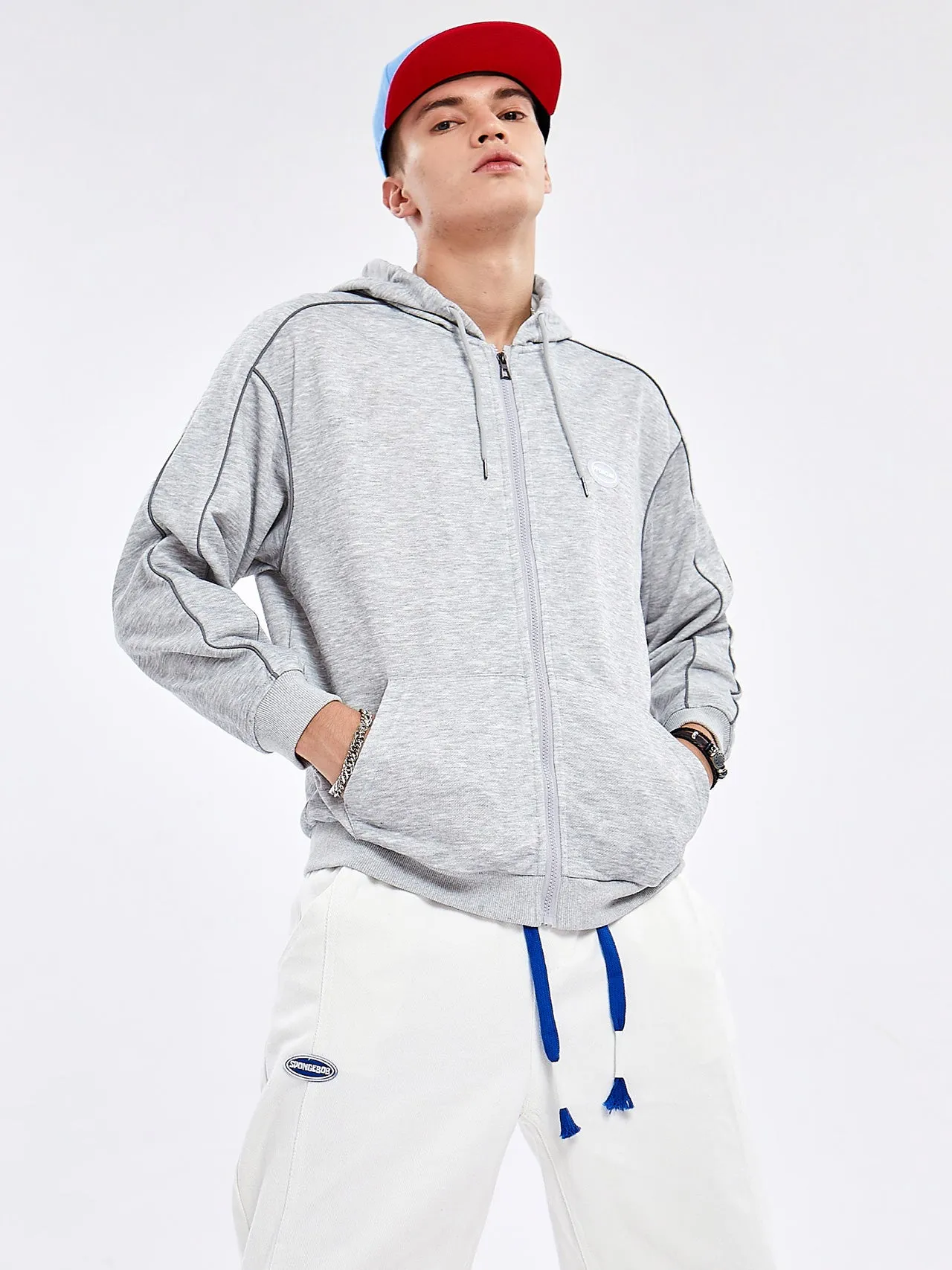 JUSTNOTAG Plain Cotton Hooded Zip-up Hoodies