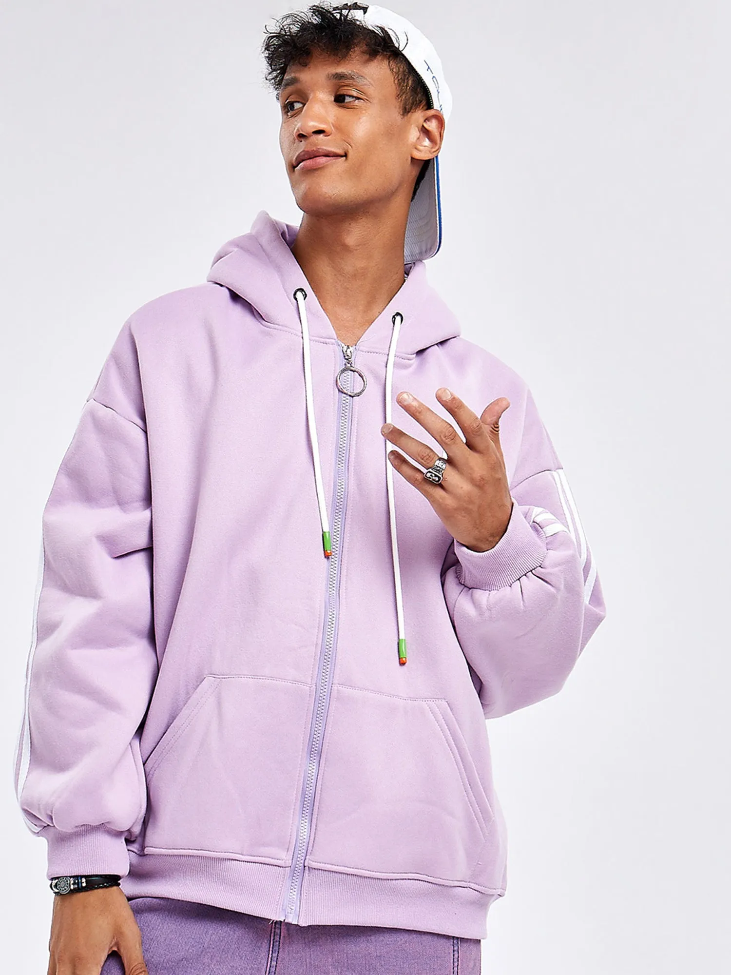 JUSTNOTAG Plain Cotton Hooded Zip Up Thistle Hoodies