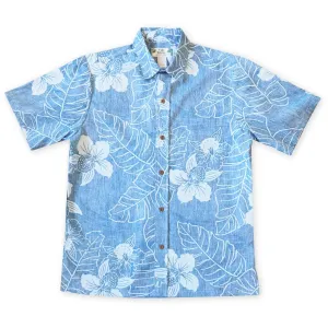 ka'anapali aqua REVERSE print hawaiian cotton shirt