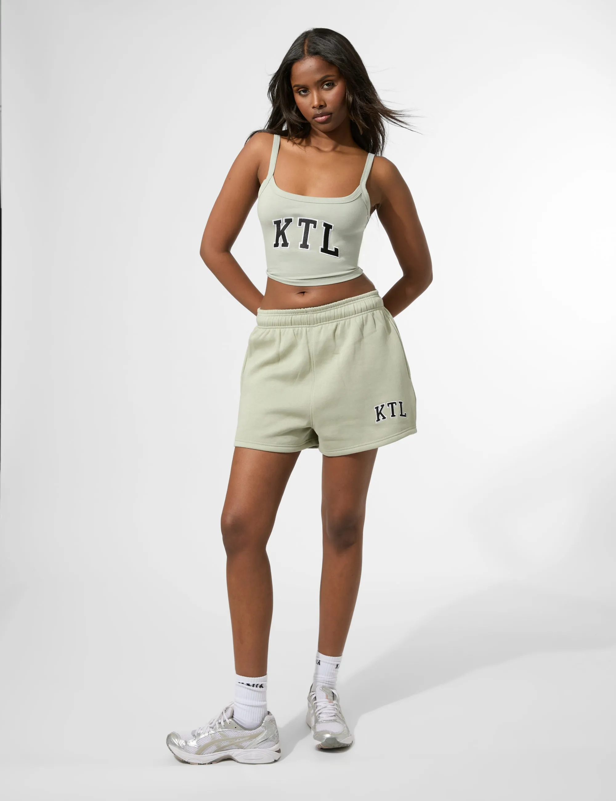 Kaiia KTL Logo Sweat Shorts Sage