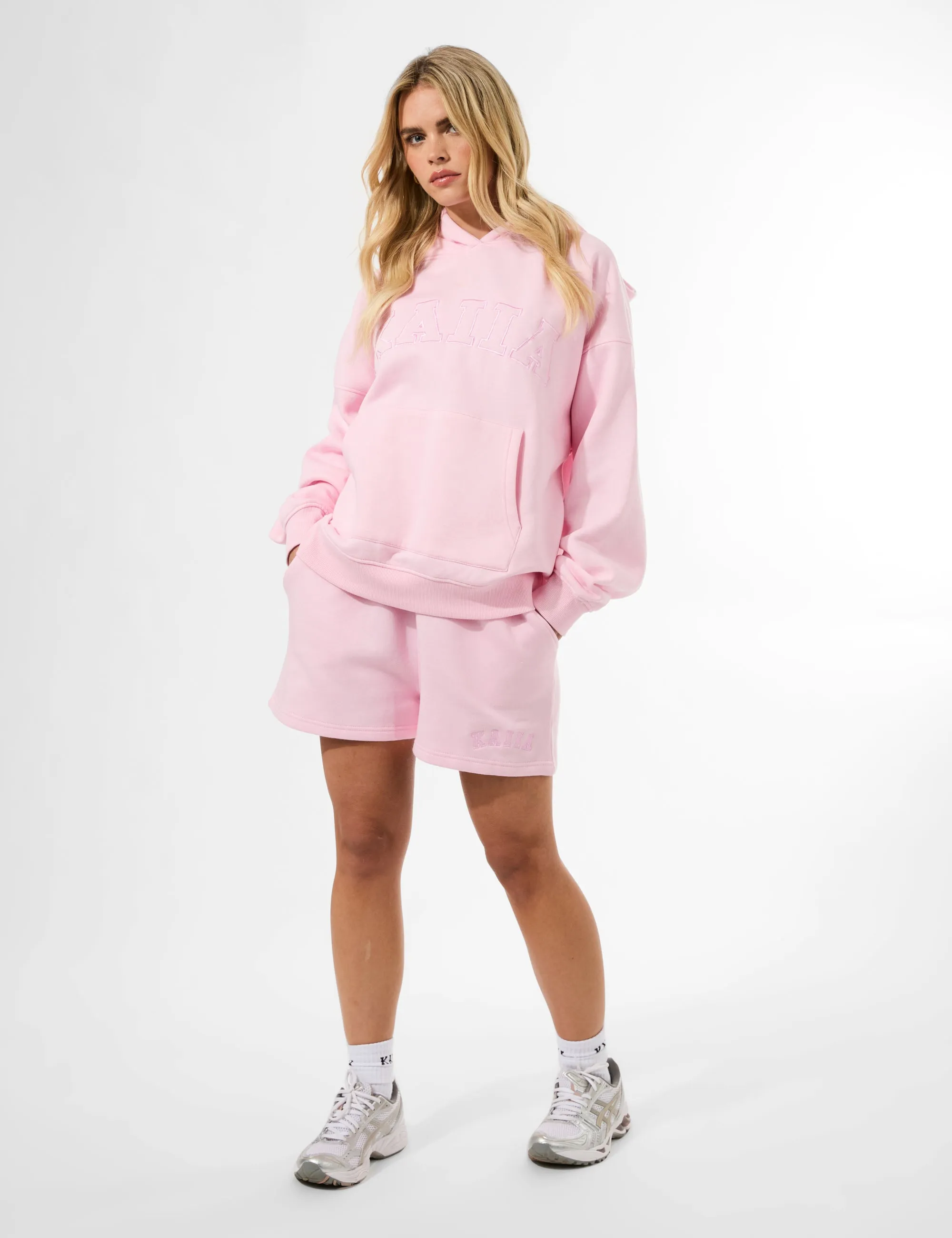 Kaiia Logo Sweat Shorts Baby Pink