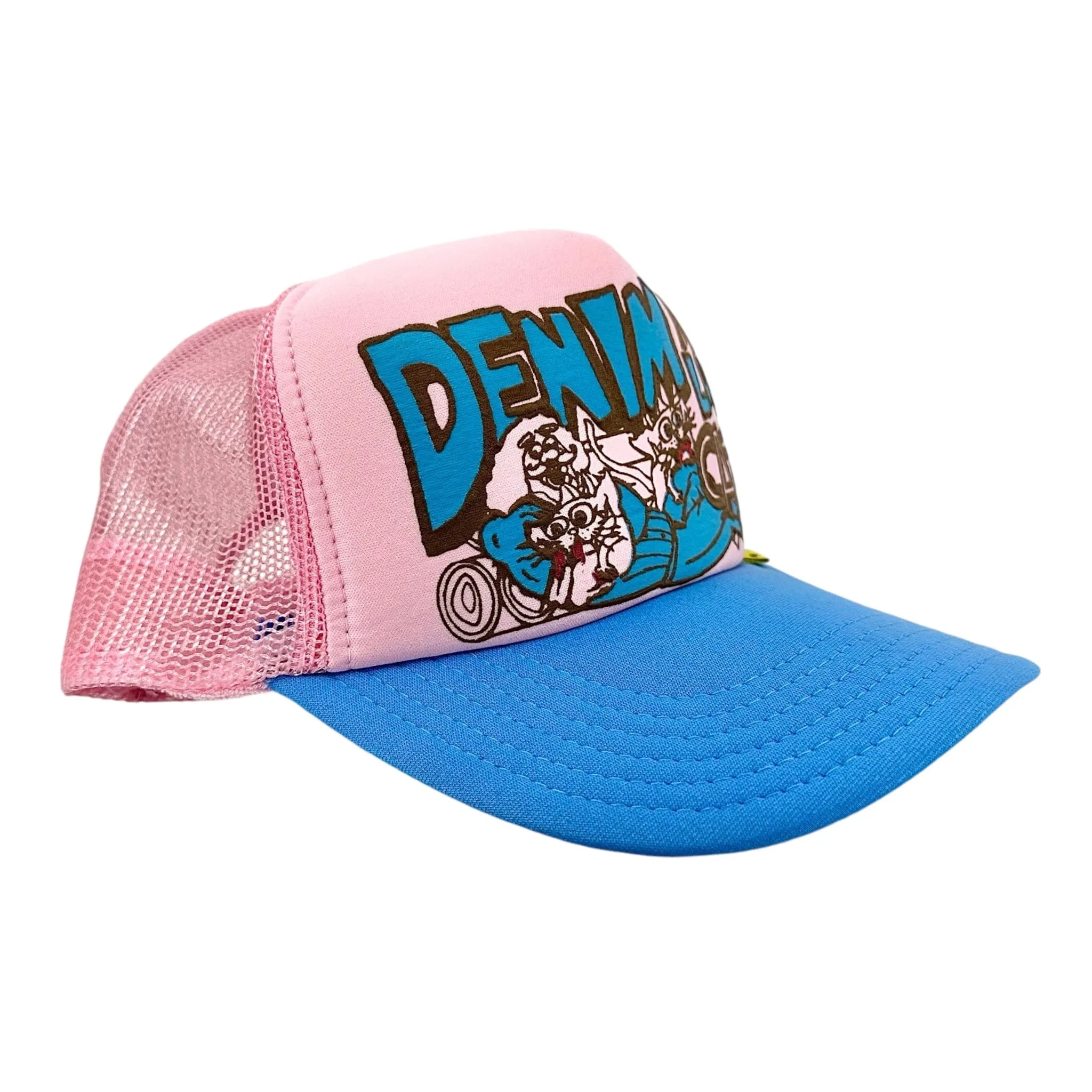 Kapital Denim Love Cats Trucker Cap Pink Blue