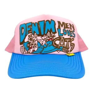 Kapital Denim Love Cats Trucker Cap Pink Blue