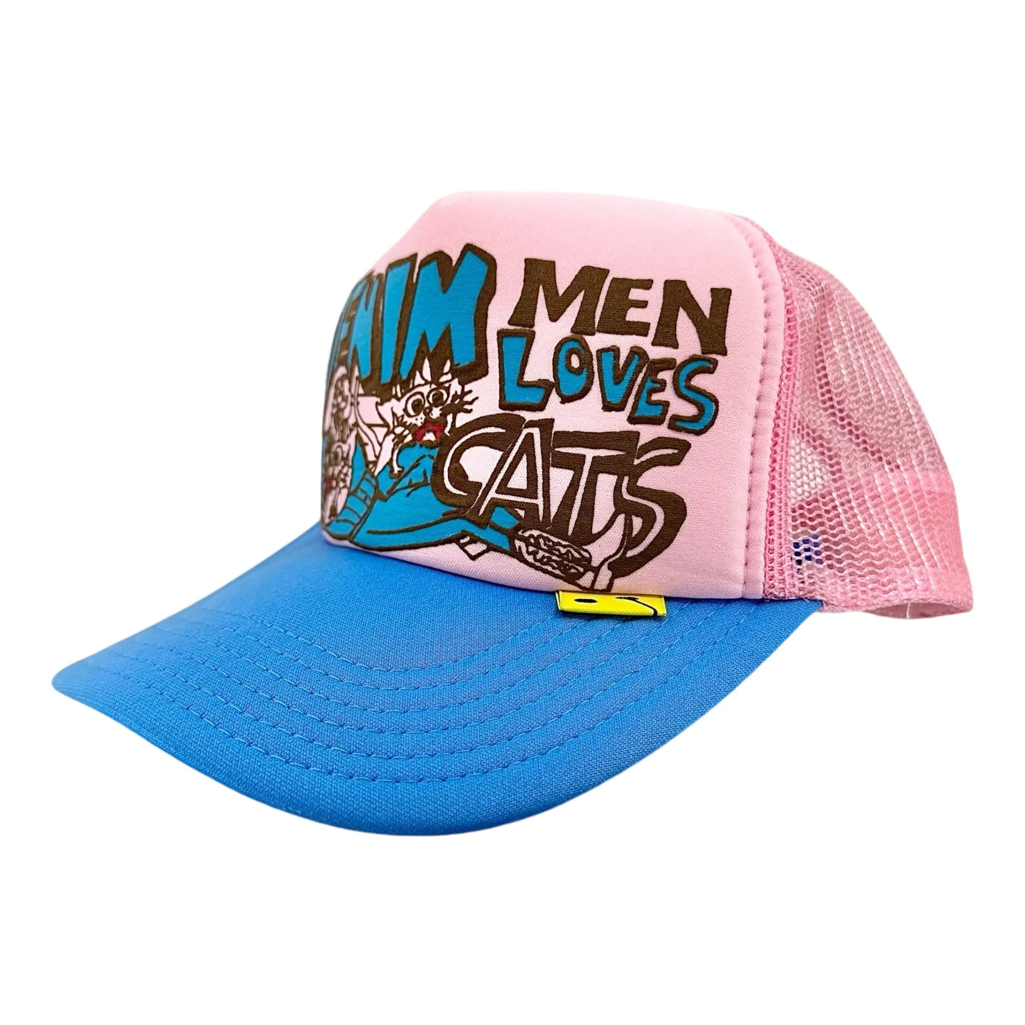 Kapital Denim Love Cats Trucker Cap Pink Blue