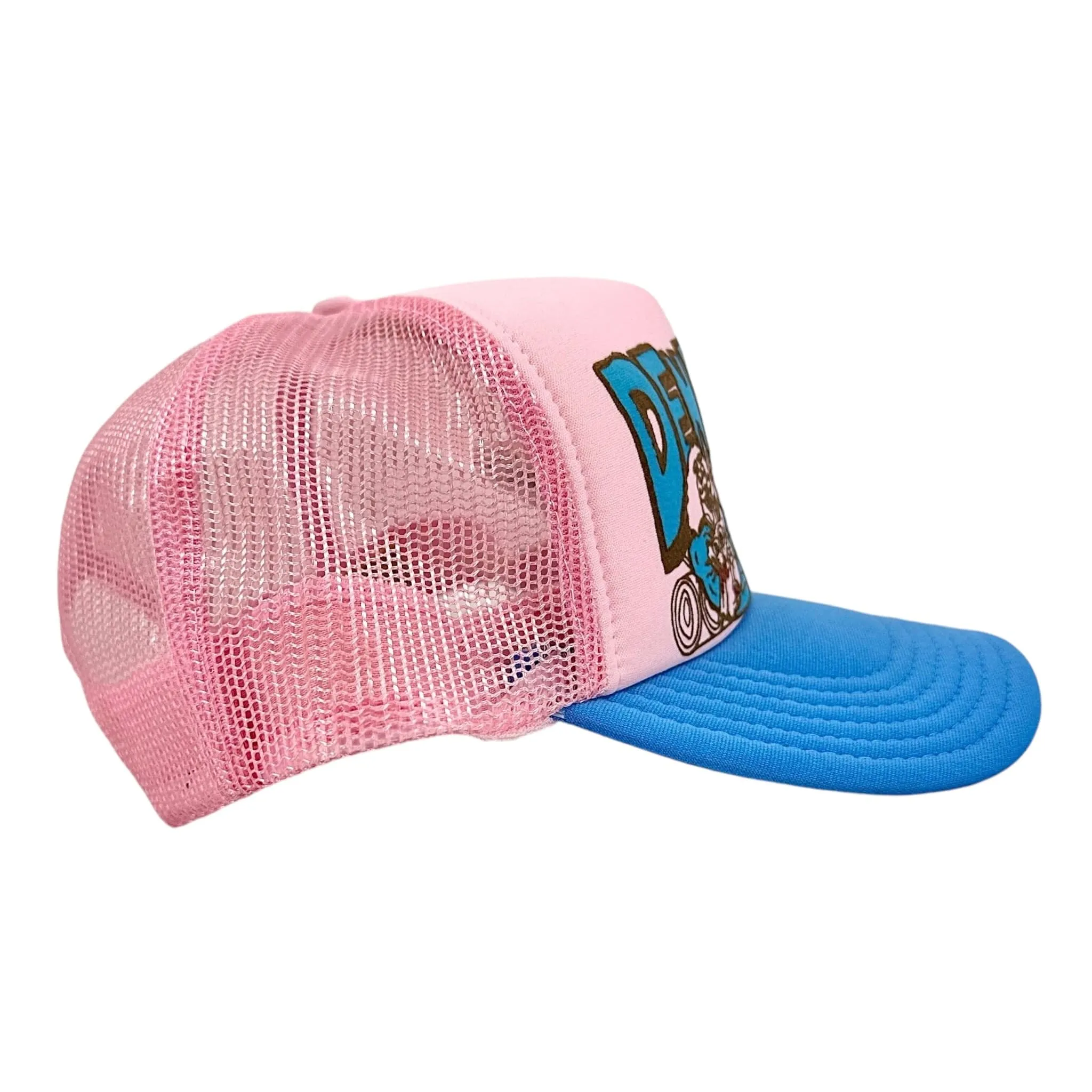 Kapital Denim Love Cats Trucker Cap Pink Blue