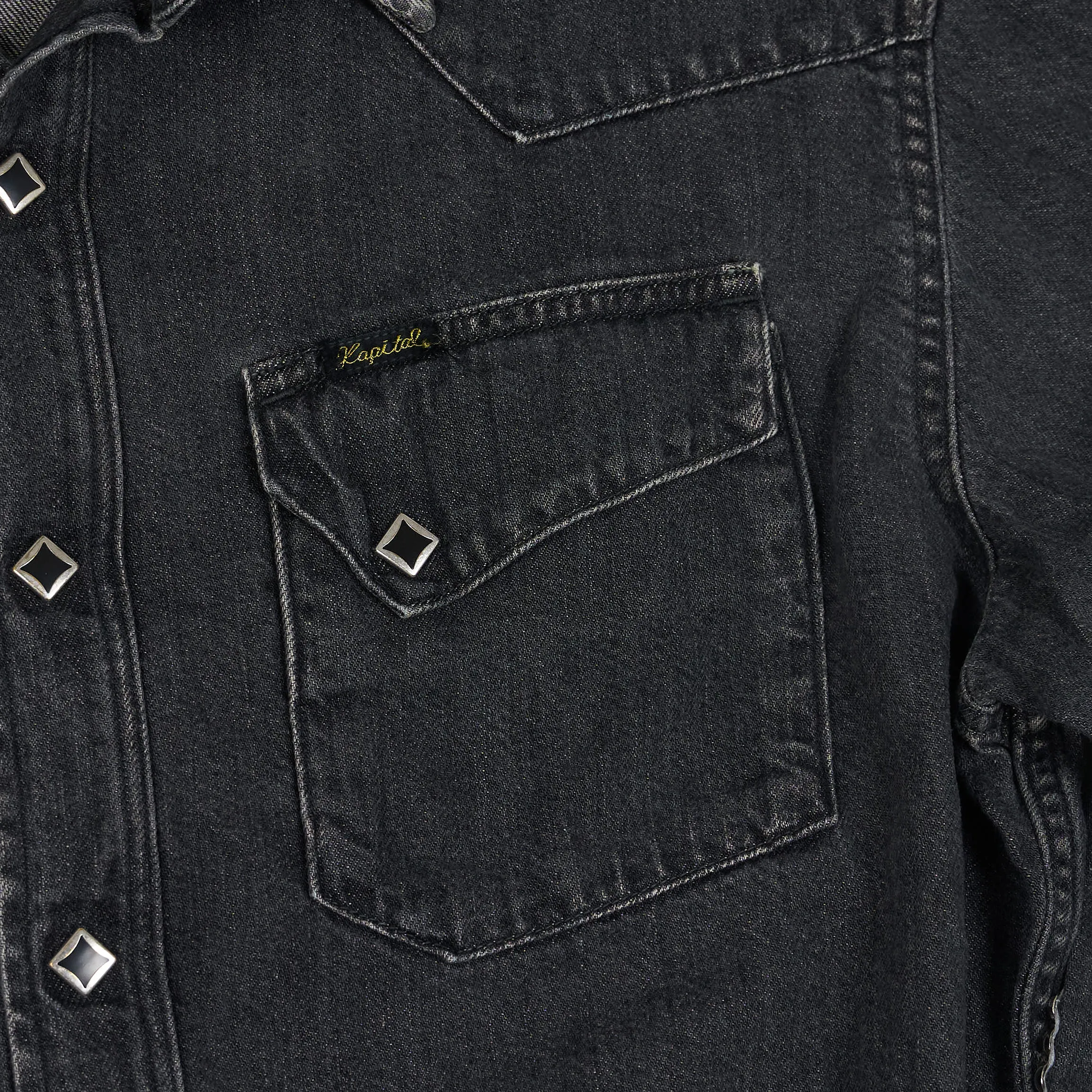 Kapital Kountry Western Shirt Black Denim 8oz. (Studs Remake)