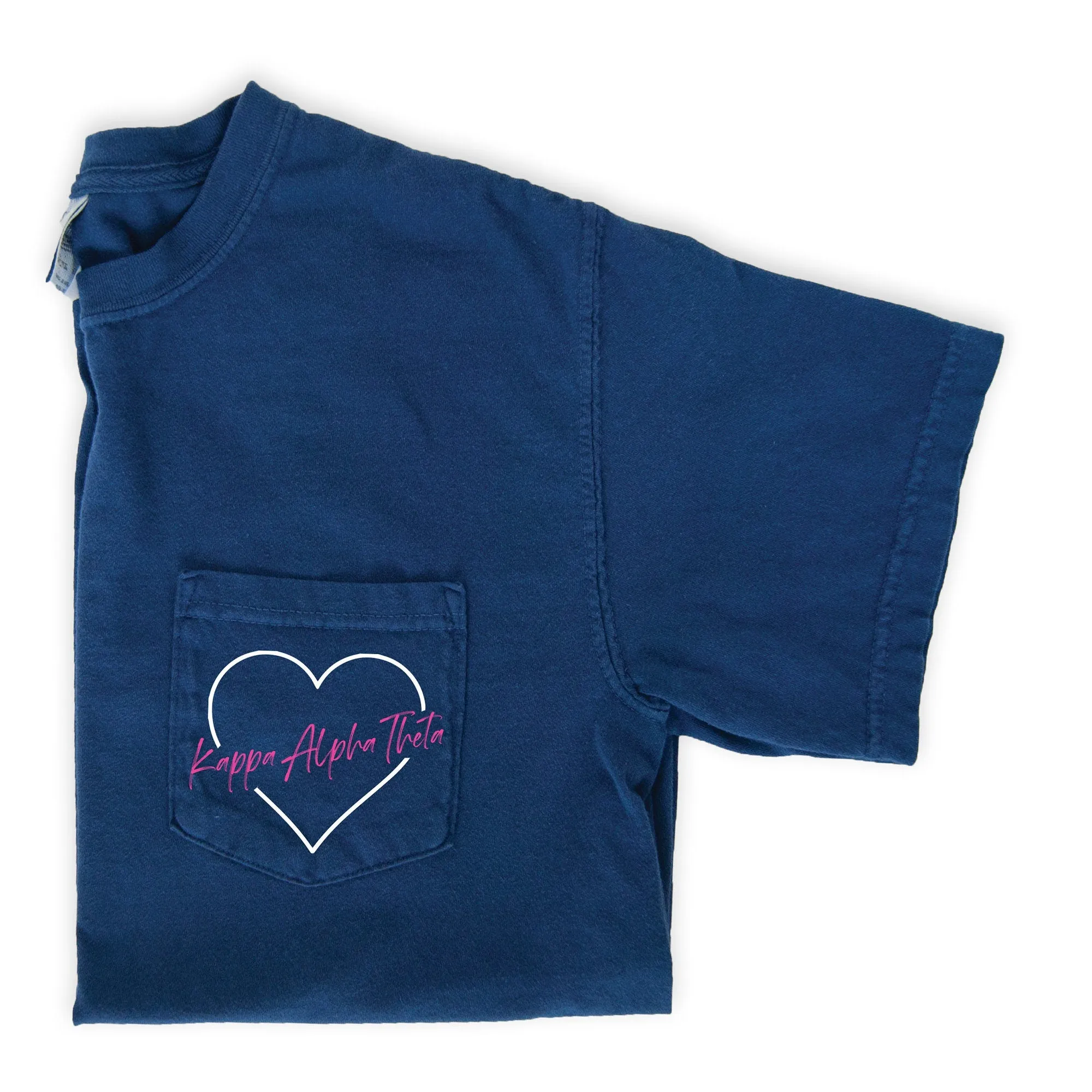 Kappa Alpha Theta Heart Pocket T-Shirt - Navy