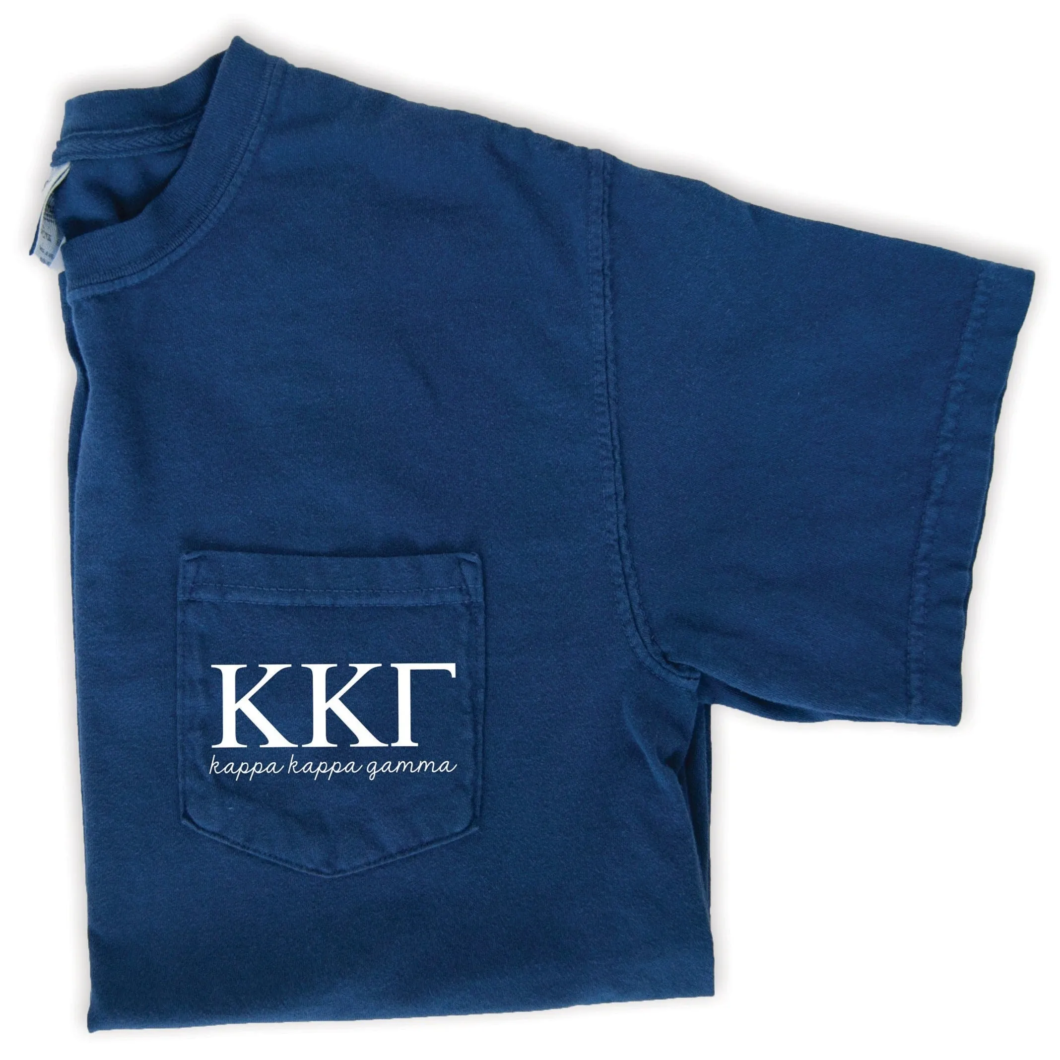 Kappa Kappa Gamma Script Letters Pocket Tee - Navy