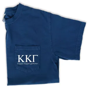Kappa Kappa Gamma Script Letters Pocket Tee - Navy