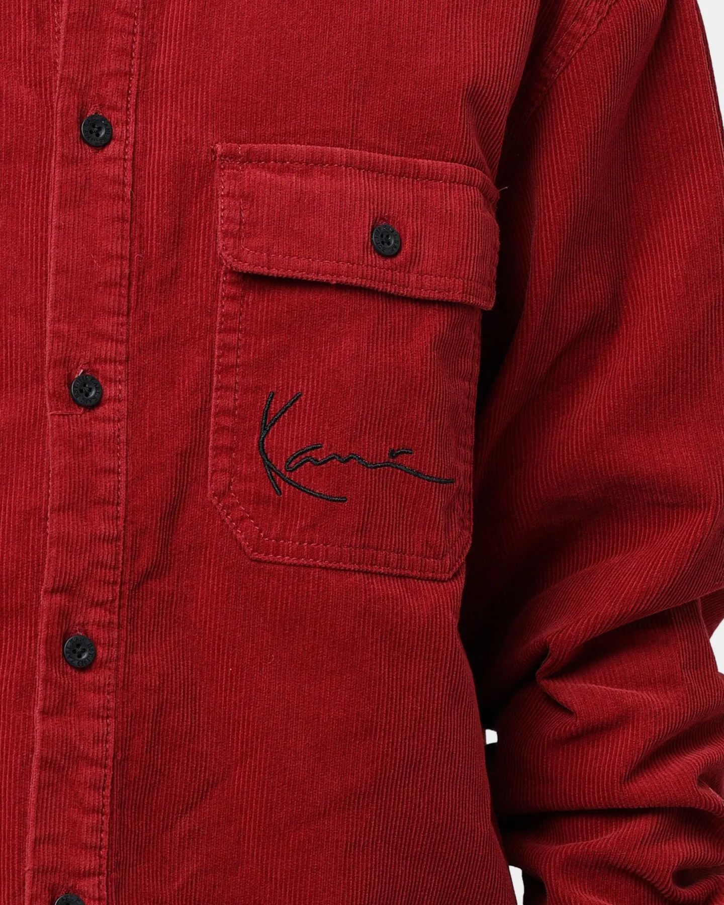 Karl Kani Chest Signature Corduroy Shirt Dark Red