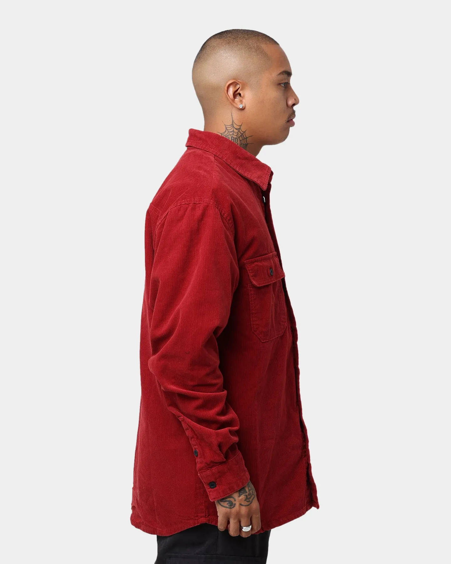 Karl Kani Chest Signature Corduroy Shirt Dark Red