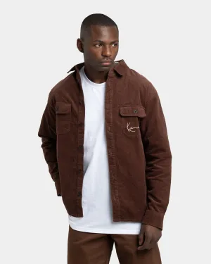 Karl Kani Men's Chest Signature Corduroy Shirt Brown