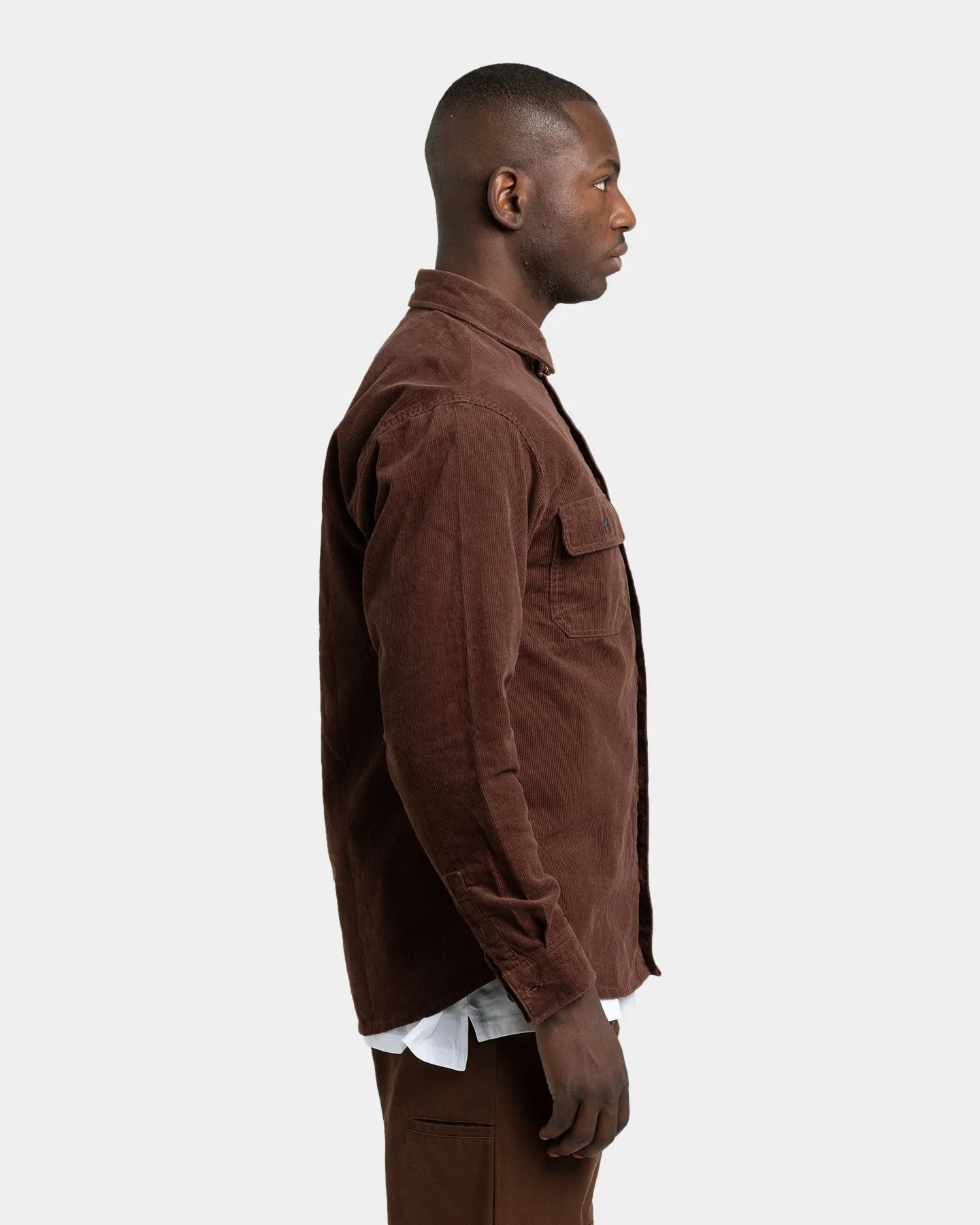Karl Kani Men's Chest Signature Corduroy Shirt Brown