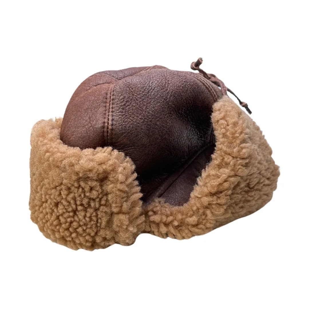 Kashani Chocolate Brown Shearling Aviator Hat