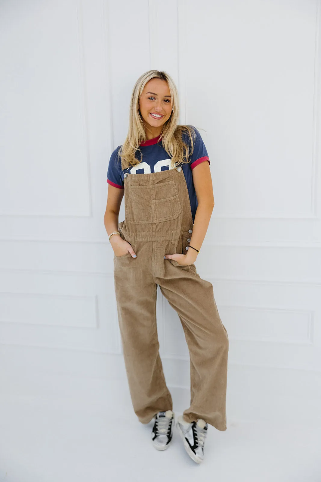 Kassidy Corduroy Overalls - Taupe