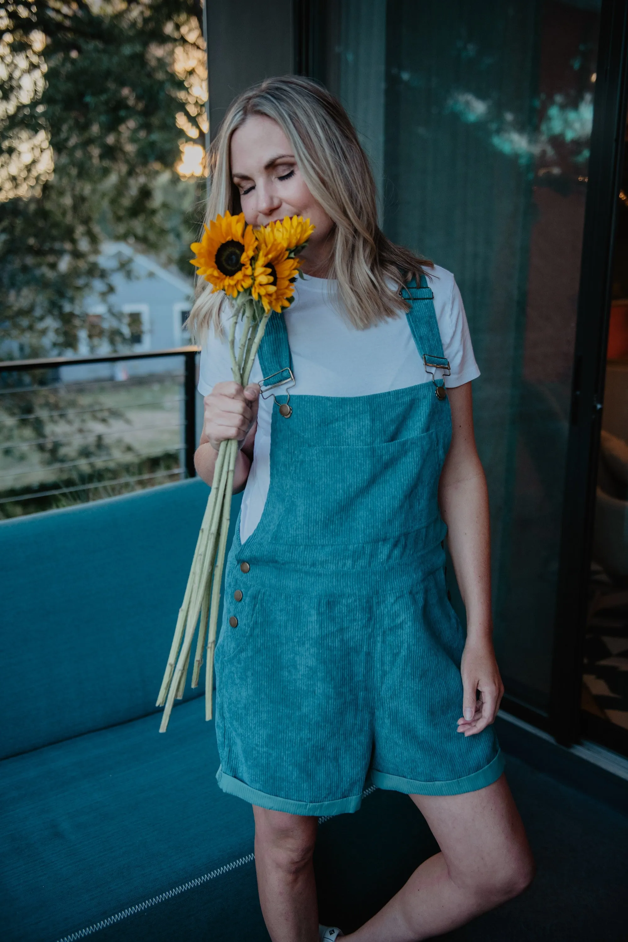 Katydid Corduroy Overalls in Deep Teal FINAL SALE