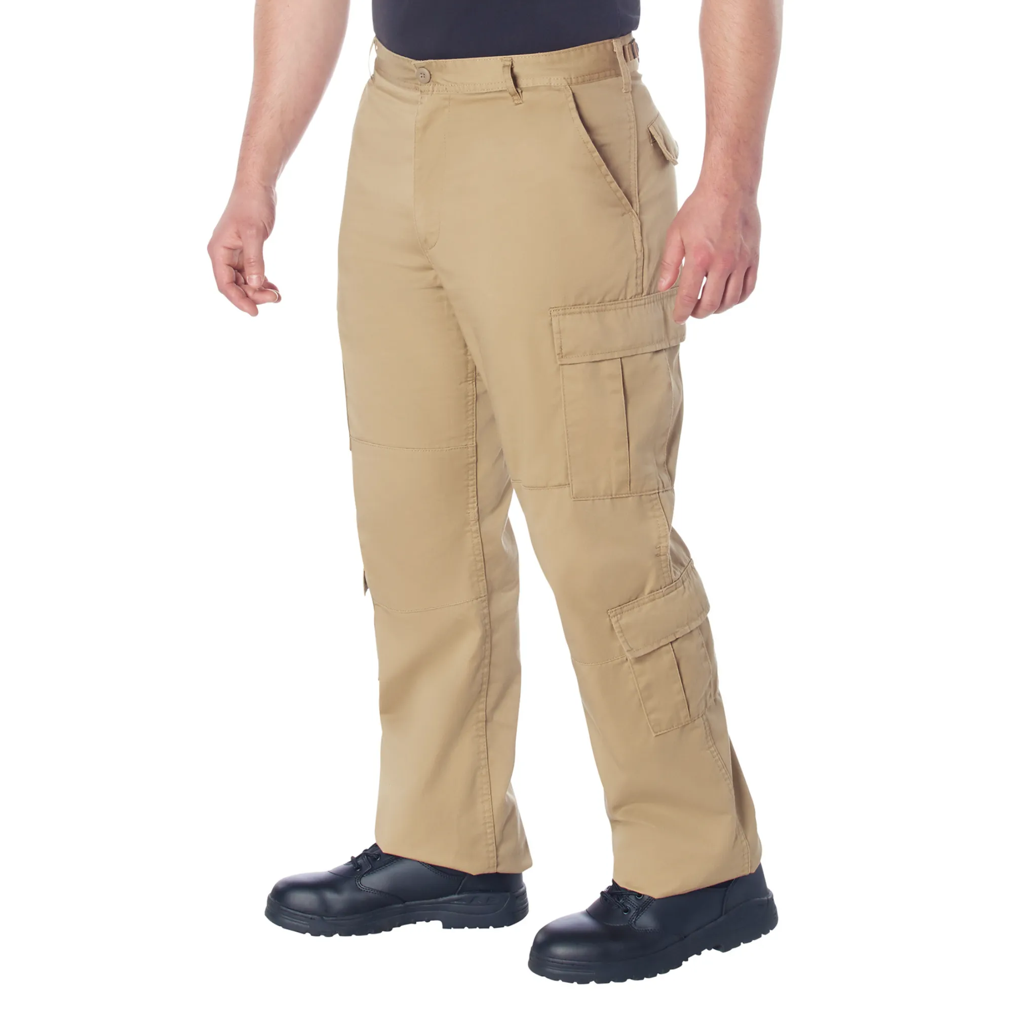 Khaki - Tactical Vintage Paratrooper BDU Pants Fatigues - Heavyweight Poly/Cotton - Zipper Fly